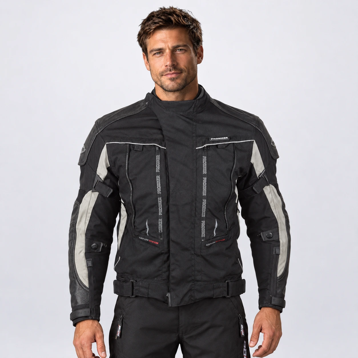 Probiker Мъжко лятно мото яке от текстил и кожа S